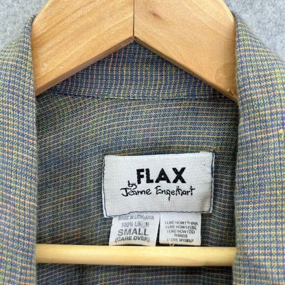 Vintage FLAX Small Linen Tunic Top Blouse Button Front Collared Lagenlook Flowy - Picture 2 of 16